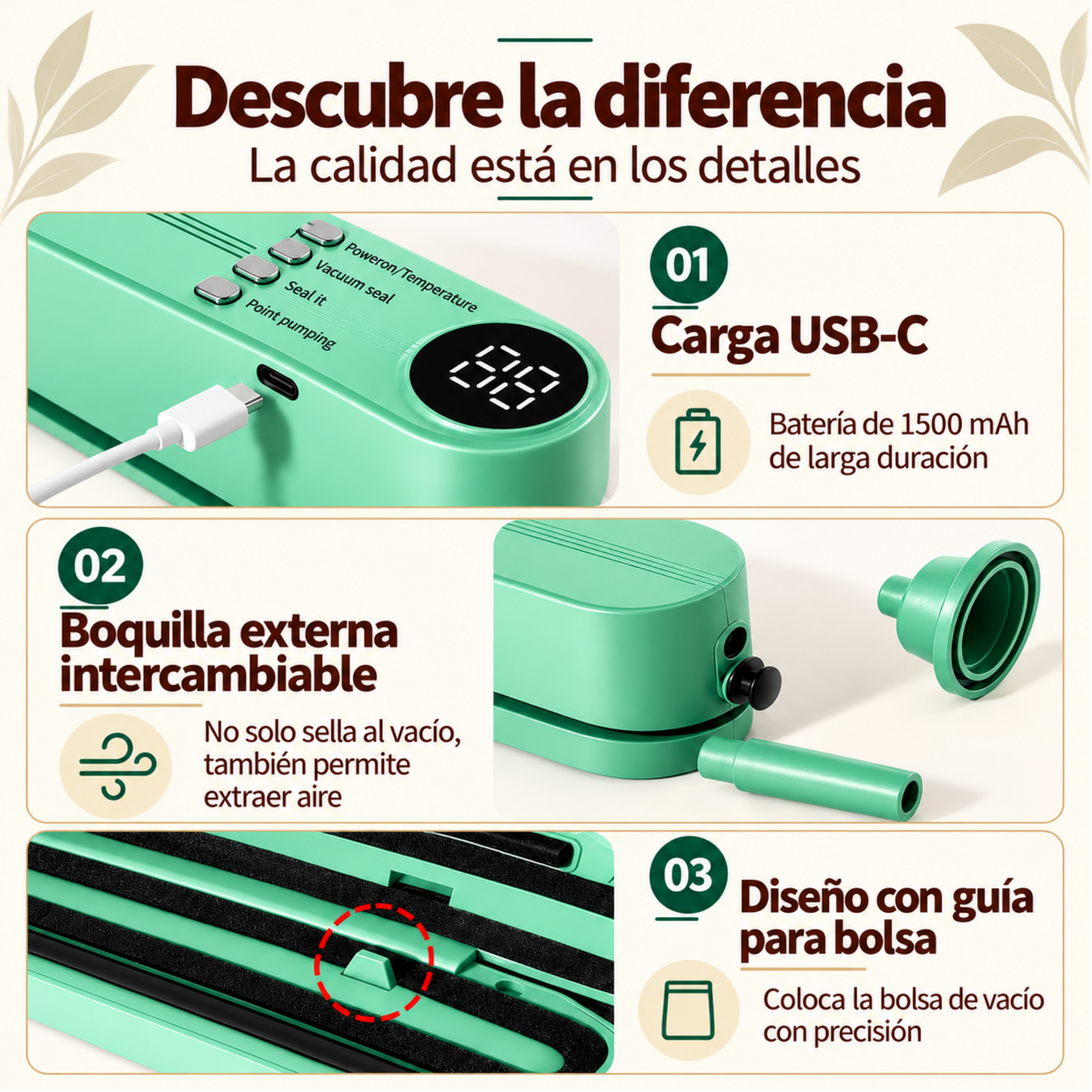 Mini selladora al vacío inalámbrica, portátil y pequeña, para empacar Alimentos
