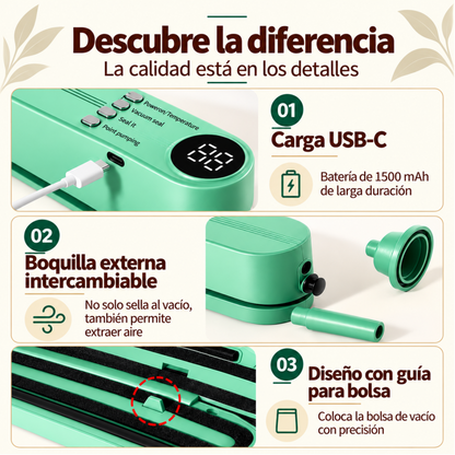 Mini selladora al vacío inalámbrica, portátil y pequeña, para empacar Alimentos